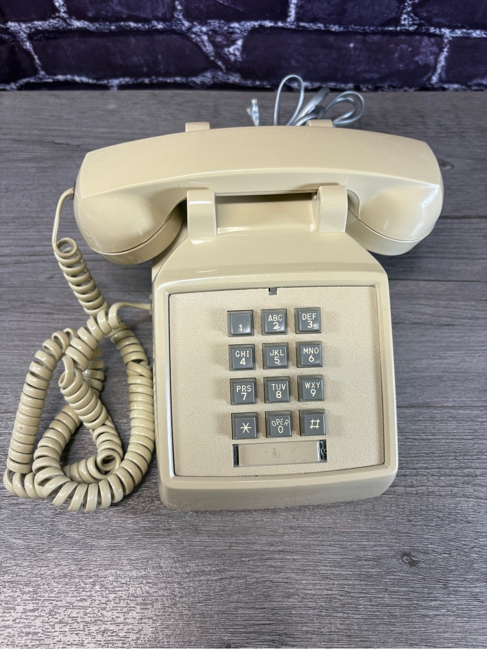 Vintage 1990  Beige Push-Button Landline Telephone